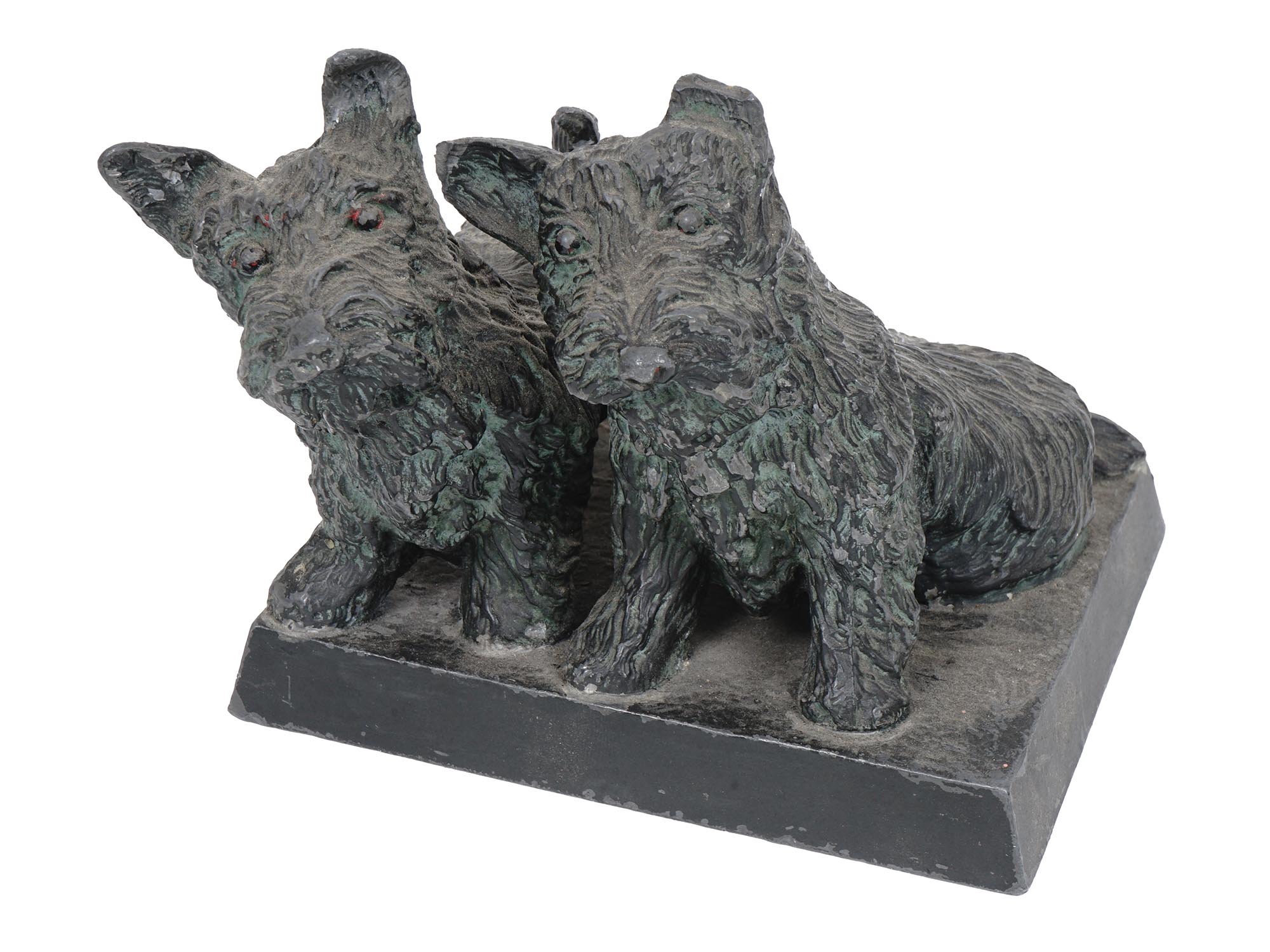 BRONZE PATINATED ALLOY FIGURE OF TERRIER DOGS PIC-0